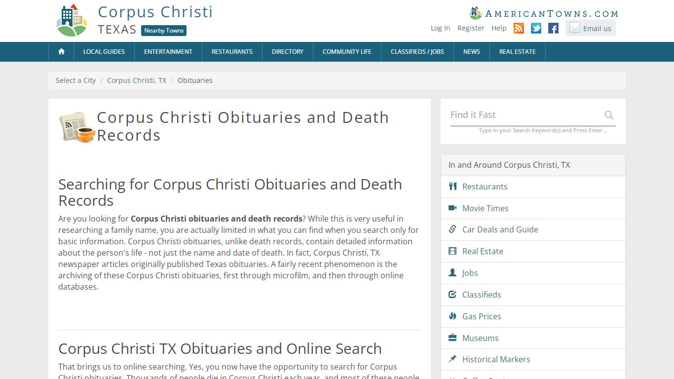 Obituaries Corpus Christi TX - Corpus Christi Death Records